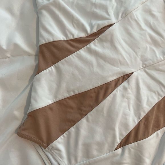 Boutique White One Shoulder Mesh Cut Out Swimsuit - Picture 9 of 9